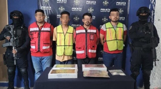 Aseguran a 4 sujetos armados y con drogas en Cancún