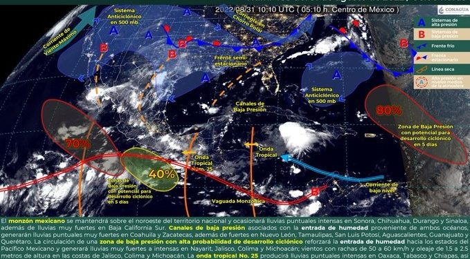 Onda Tropical No. 25 provoca afectaciones en Quintana Roo