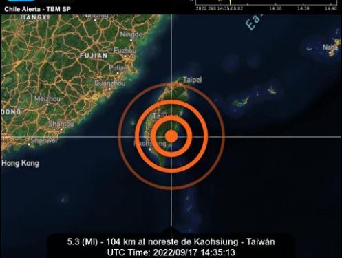 Taiwán reporta un sismo de magnitud 6.6 en la costa suroeste