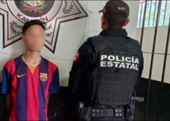 Aseguran a joven por portación de arma de fuego y narcóticos en Kanasín