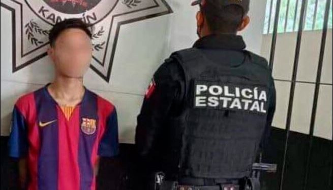 Aseguran a joven por portación de arma de fuego y narcóticos en Kanasín