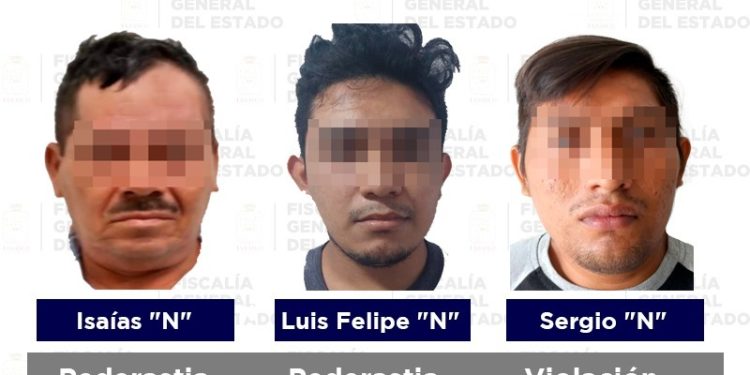 Por delitos sexuales, robo de vehículo y violencia familiar, asegura FGE a seis presuntos responsables