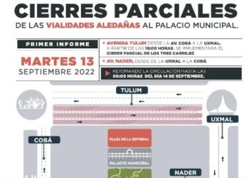 Anuncian cierre de vialidades por el primer Informe de Gobierno en Benito Juárez