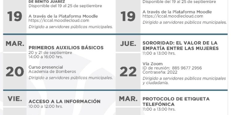 El Ayuntamiento de Benito Juárez cerrará septiembre con Talleres Virtuales Gratuitos para la población