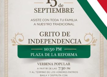 Ayuntamiento de Benito Juárez invita a los ciudadanos a celebrar el “Grito de Independencia”