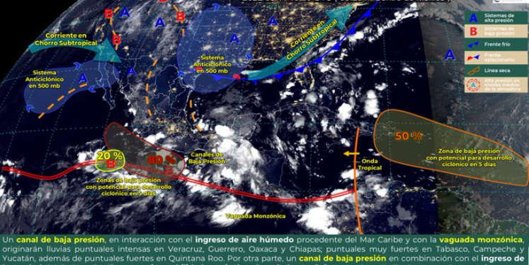 Prevén lluvias puntuales fuertes en regiones de Quintana Roo