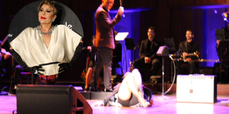Alejandra Guzmán sufre caída en pleno show; cancelan concierto