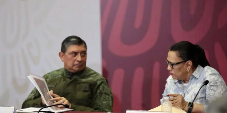 Rosa Icela Rodríguez llega al senado «custodiada» por titulares de Sedena y Semar