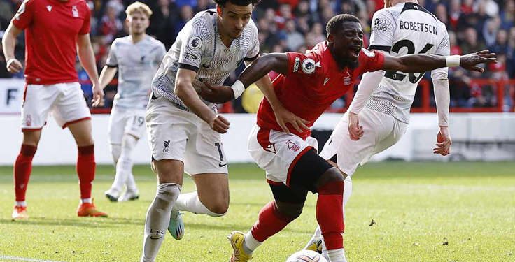 Nottingham cortó la racha positiva que tenía el Liverpool