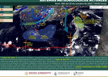 Frente frío número 5 interaccionará con un nuevo sistema frontal que lo fortalecerá y desplazará por el norte, noreste y oriente del país