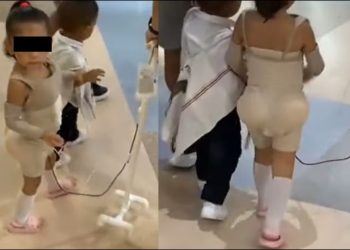 Se vuelve viral el video de una niña que salió a decir el clásico ‘dulce o truco’ con un disfraz de una reciente cita con el bisturí