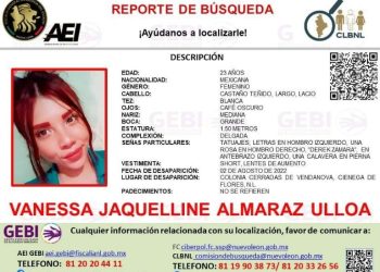 Vanessa Jaquelline Almaraz Ulloa sigue sin regresar a casa salió en búsqueda de un trabajo