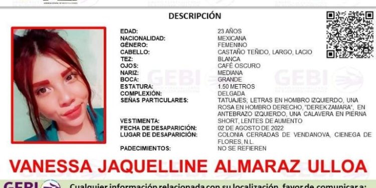 Vanessa Jaquelline Almaraz Ulloa sigue sin regresar a casa salió en búsqueda de un trabajo