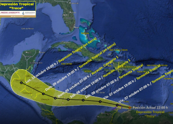 Ciclón tropical «Trece» al sureste del Mar Caribe