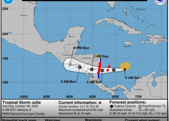 Avanza tormenta tropical «Julia» a Quintana Roo