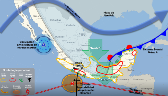 Prevén Frente Frío para el estado de Quintana Roo