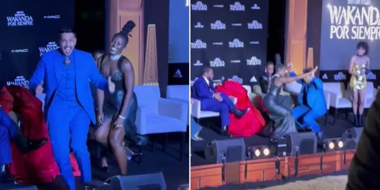 Tenoch Huerta y Lupita Nyong’o celebran el estrenó de Black Panther:Wakanda Forever bailando merengue