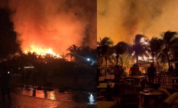 Incendio consume al menos dos hoteles y un restaurante en la Isla de Holbox