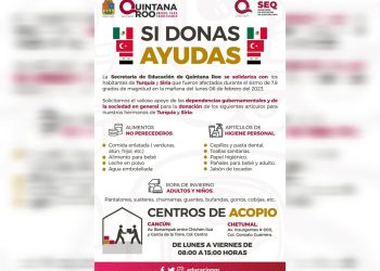 El Gobierno de Mara Lezama a través de la SEQ se solidariza con población de Turquía y Siria