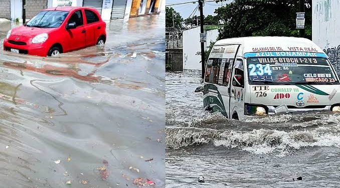 Lluvia deja afectaciones en varias zonas de Cancún