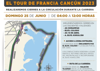 Previenen cierre viales por Tour de Francia Cancún 2023