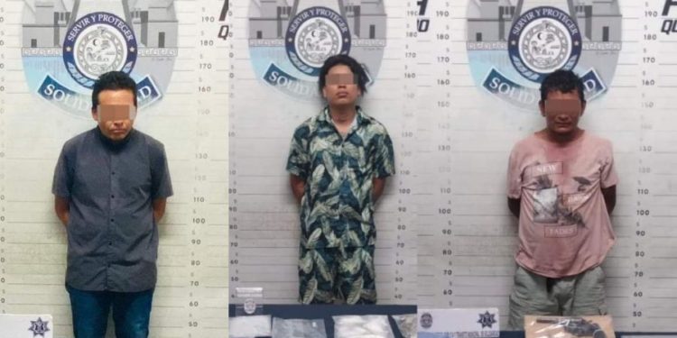 Detienen a tres sujetos con narcóticos en Playa del Carmen