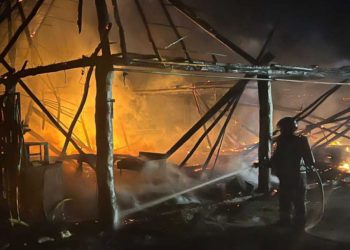 Incendio consume una palapa de playa Blues Venado en Playa del Carmen