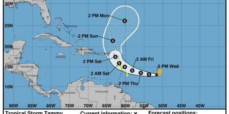 Tormenta tropical «Tammy» se ha formado en el Océano Atlántico central