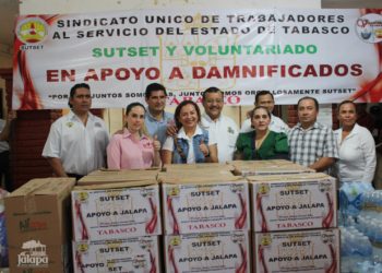 Recibe Jalapa donación de despensas para afectados por inundaciones