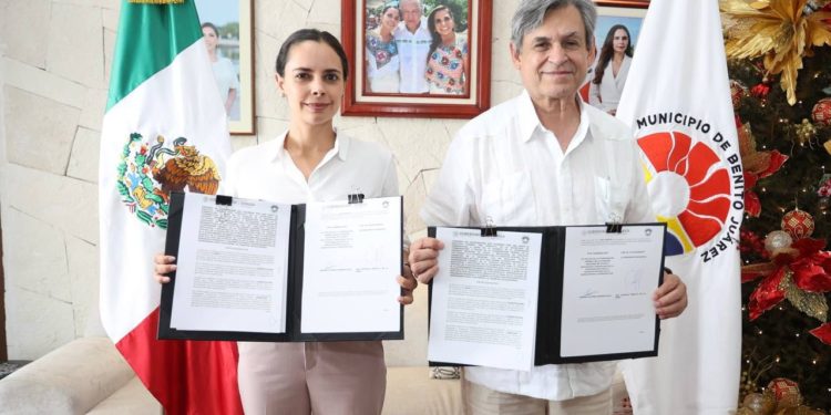 Signa Ana Paty Peralta acuerdo colaborativo para proteger a personas migrantes en Cancún