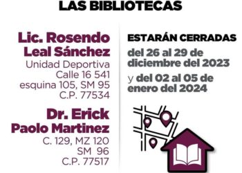 Cerrarán bibliotecas públicas por fin de año