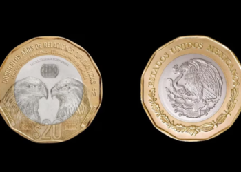 Banxico lanzó moneda de 20 pesos conmemorando el bicentenario de las relaciones diplomáticas de México con EU
