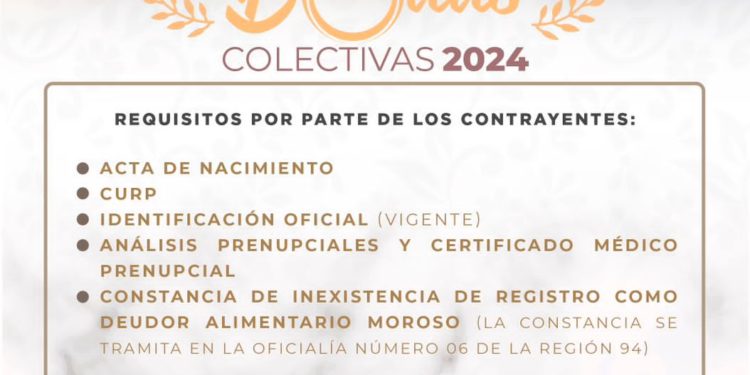 Abre DIF Benito Juárez inscripciones para bodas colectivas 2024