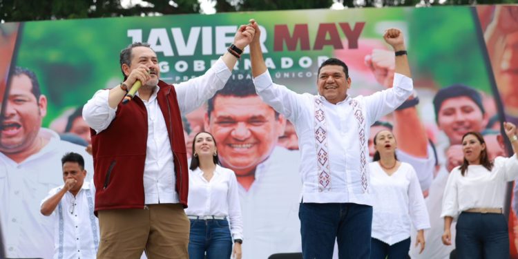 Javier May llama a defender la Cuarta Transformación en cierre de precampaña