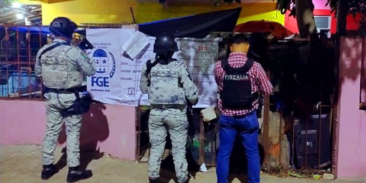 Detiene FGE y Guardia Nacional a tres personas durante un cateo en Solidaridad