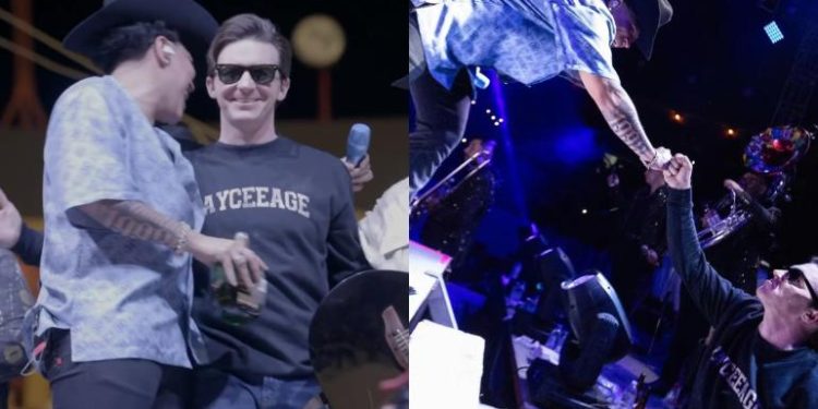 Drake Bell es invitado a subir al escenario con Grupo Firme y arma la fiesta