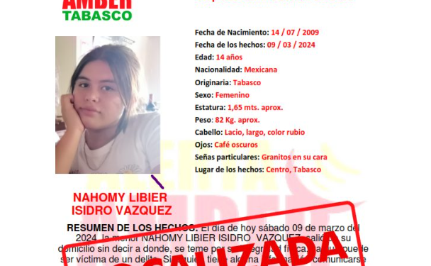 Reaparece Nahomy, joven reportada como desaparecida, por segunda ocasión