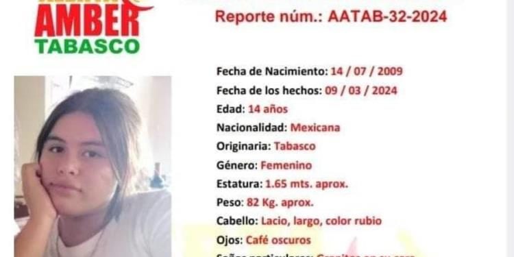 Activan Alerta Amber para localizar a adolescente desaparecida