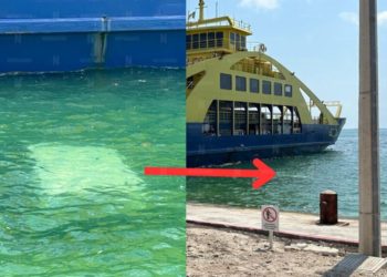 Se hunde camioneta de descarga en Punta Sam, Isla Mujeres