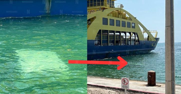 Se hunde camioneta de descarga en Punta Sam, Isla Mujeres