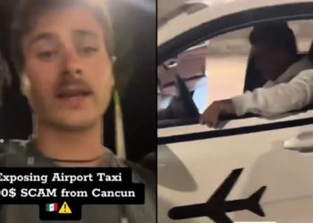 Turista canadiense expone a taxista por cobrarle mil dólares de un viaje en Cancún