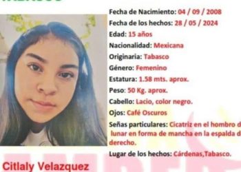 Activan Alerta Amber para encontrar a Citlaly Velázquez García en Cárdenas