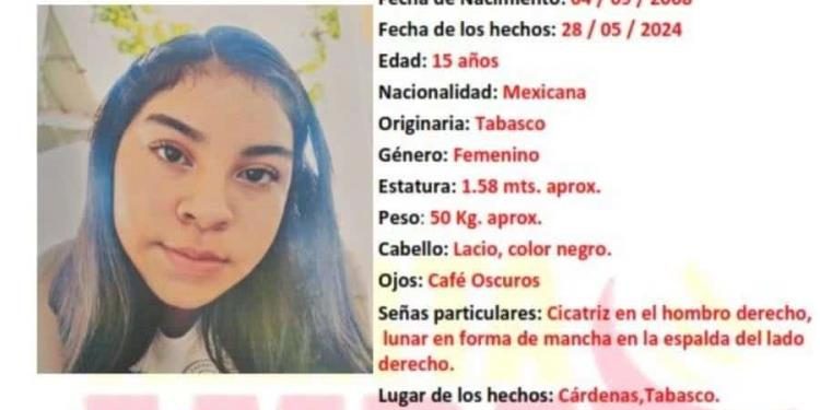 Activan Alerta Amber para encontrar a Citlaly Velázquez García en Cárdenas