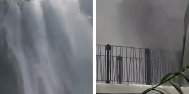 Se desbordó la famosa cascada Cola de Caballo en Nuevo León por las lluvias de «Alberto»