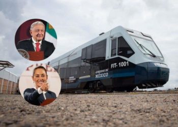López Obrador y Sheinbaum inspeccionaron los avances del Tren, desde la estación Jáltipan, en Veracruz