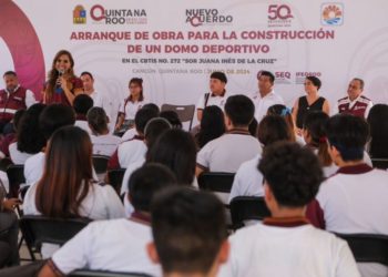 Mara Lezama cumple compromiso con el inicio de construcción de domo deportivo en el CBTIS 272 de Cancún