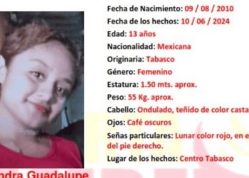 Buscan a menor Sandra Guadalupe Ezcalante Cruz desaparecida en Centro
