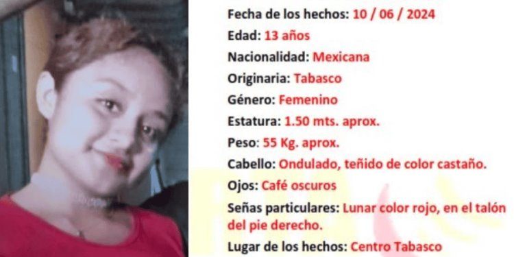 Buscan a menor Sandra Guadalupe Ezcalante Cruz desaparecida en Centro