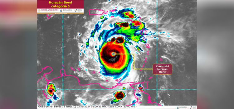 Se fortalece el huracán Beryl a categoría 5