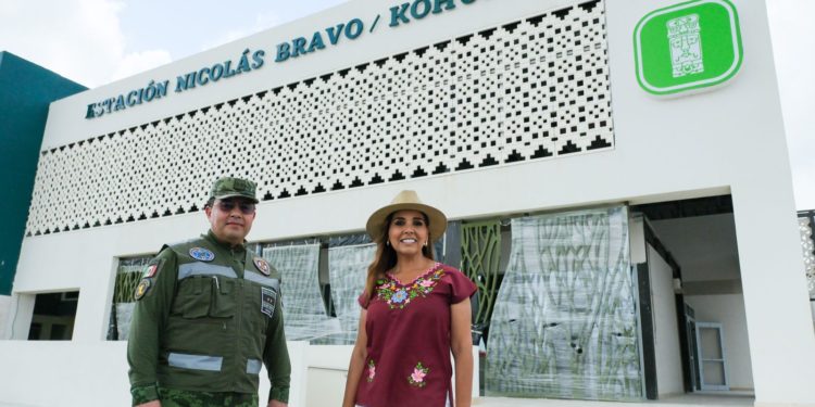 Recorre Mara Lezama y SEDENA el progreso de la Estación del Tren Maya Nicolás Bravo/Kohunlich